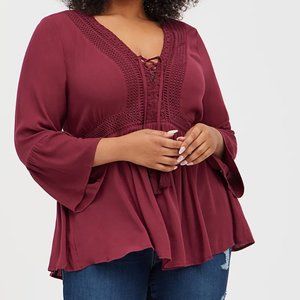 Lace-Up Babydoll Top